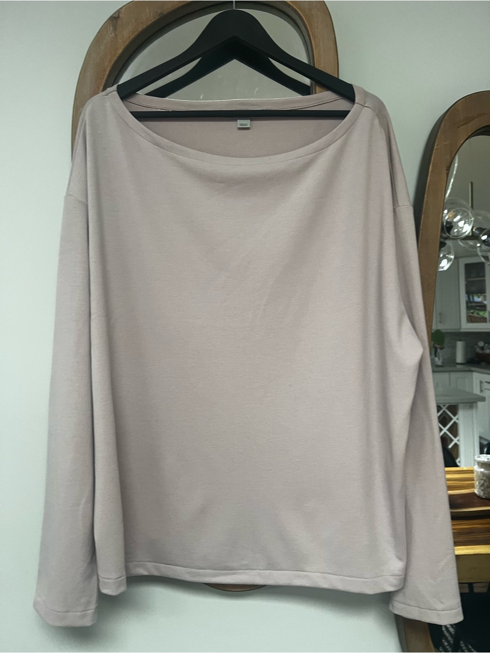 AllSaints Rita LS Tee Mauve Boatneck Relaxed Fit Long Sleeve Top - Picture 3 of 14